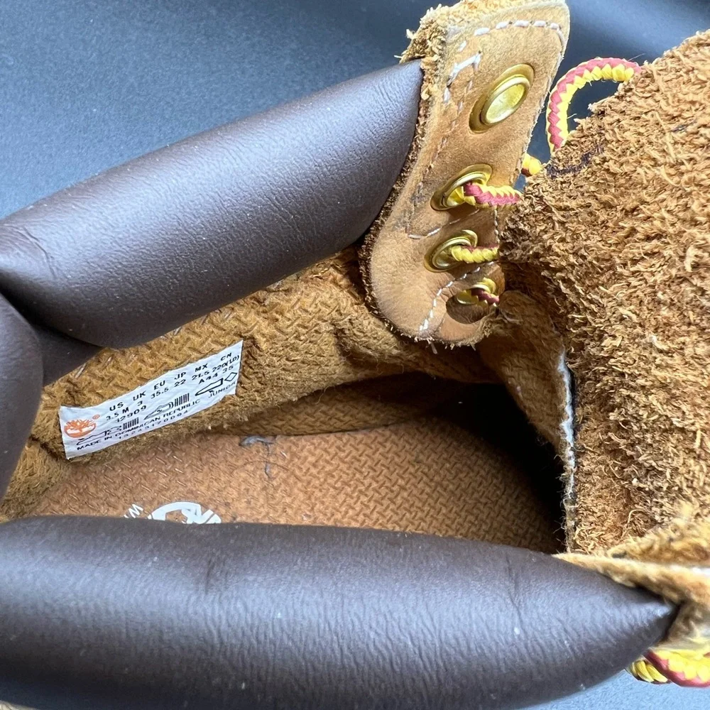 Timberland Premium Wheat Tan Boots Juniors/Kids Size 3.5 M  #12909 - Picture 8 of 11